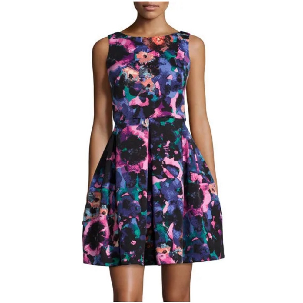 Taylor Dress Floral Print Scuba Fit & Flare multi colors sz 10